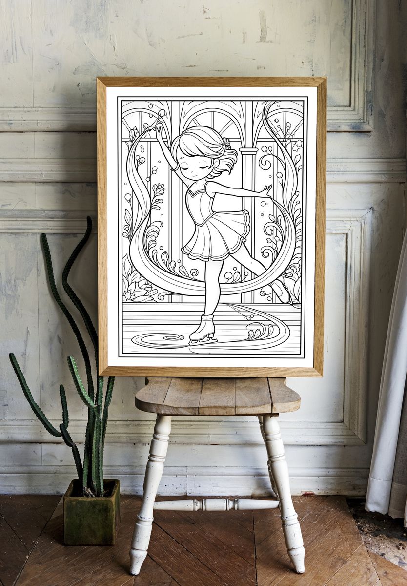 Ballerina Coloring Page Poster. — room view 1