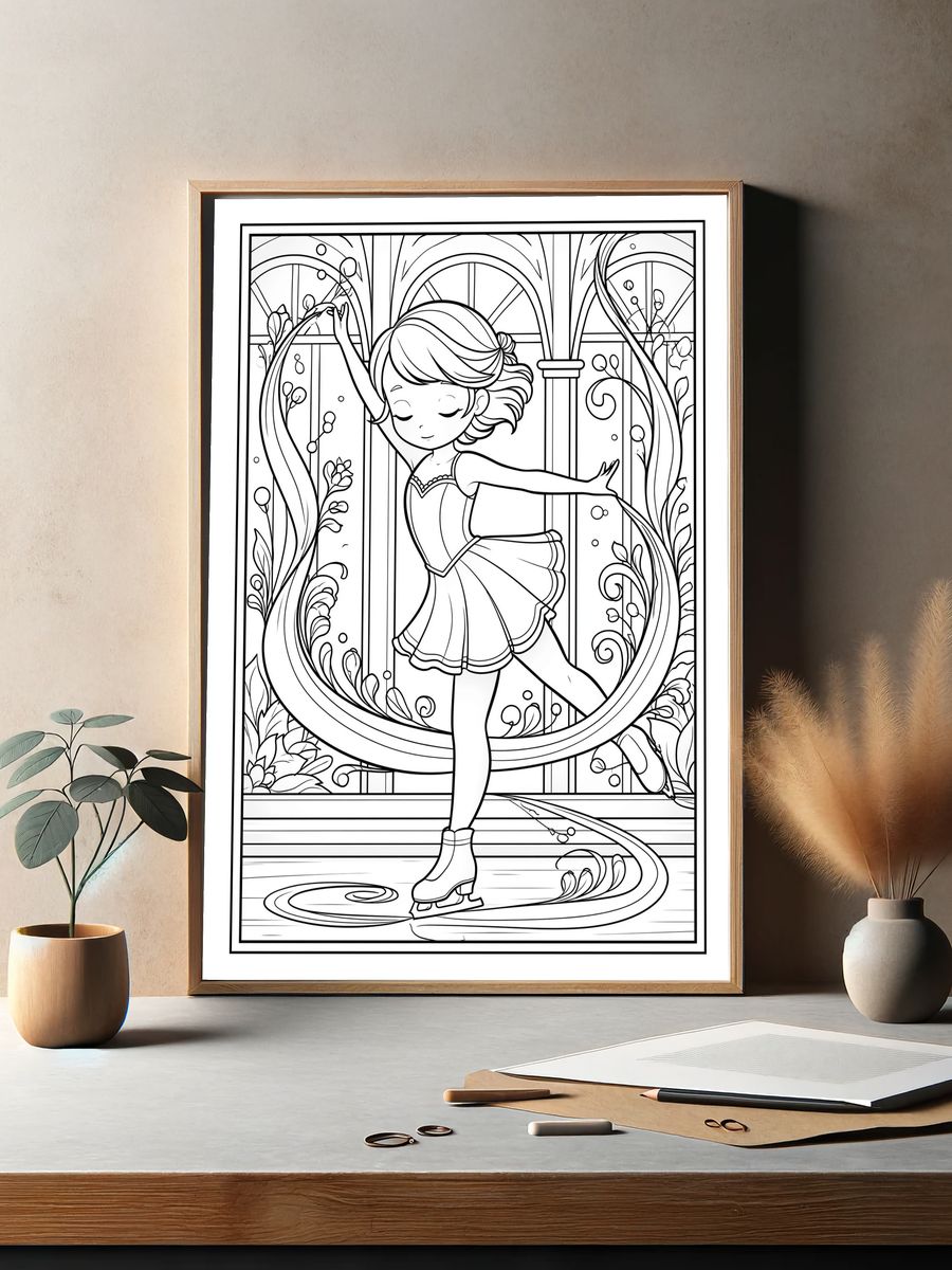 Ballerina Coloring Page Poster. — room view 2