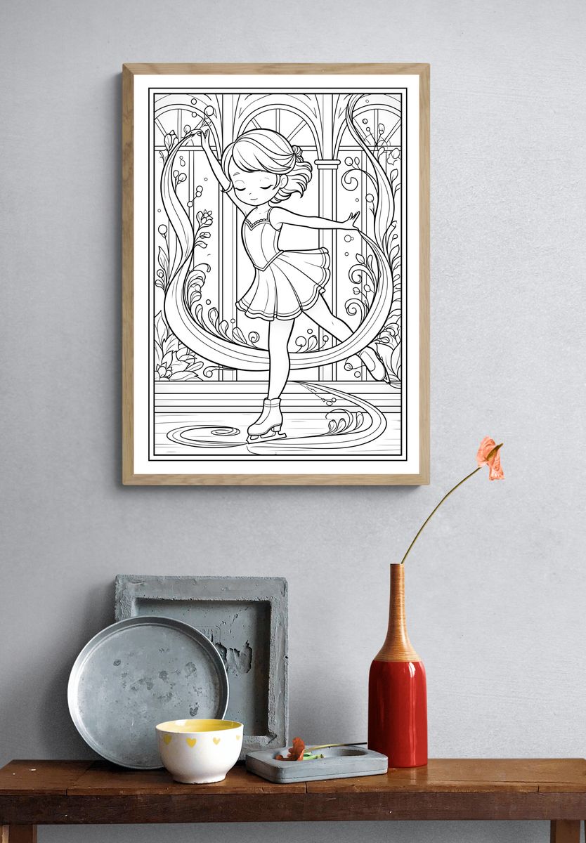 Ballerina Coloring Page Poster. — room view 3