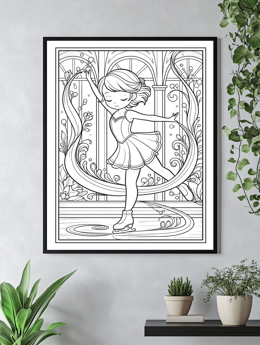 Ballerina Coloring Page Poster. — room view 4