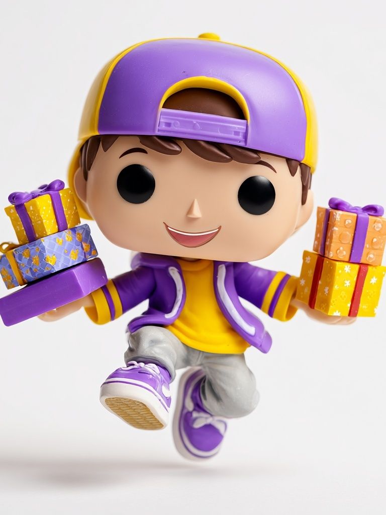 Cheerful Gift Boy — Cartoon Print. poster detail