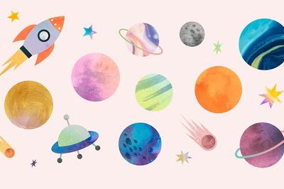 Colorful galaxy watercolor doodle pastel.