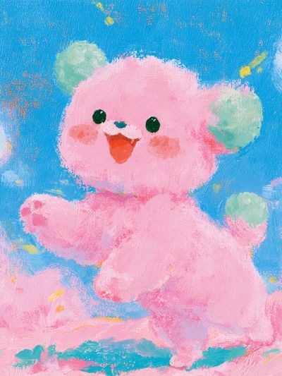 Pink Teddy Bear — Illustration Print. poster