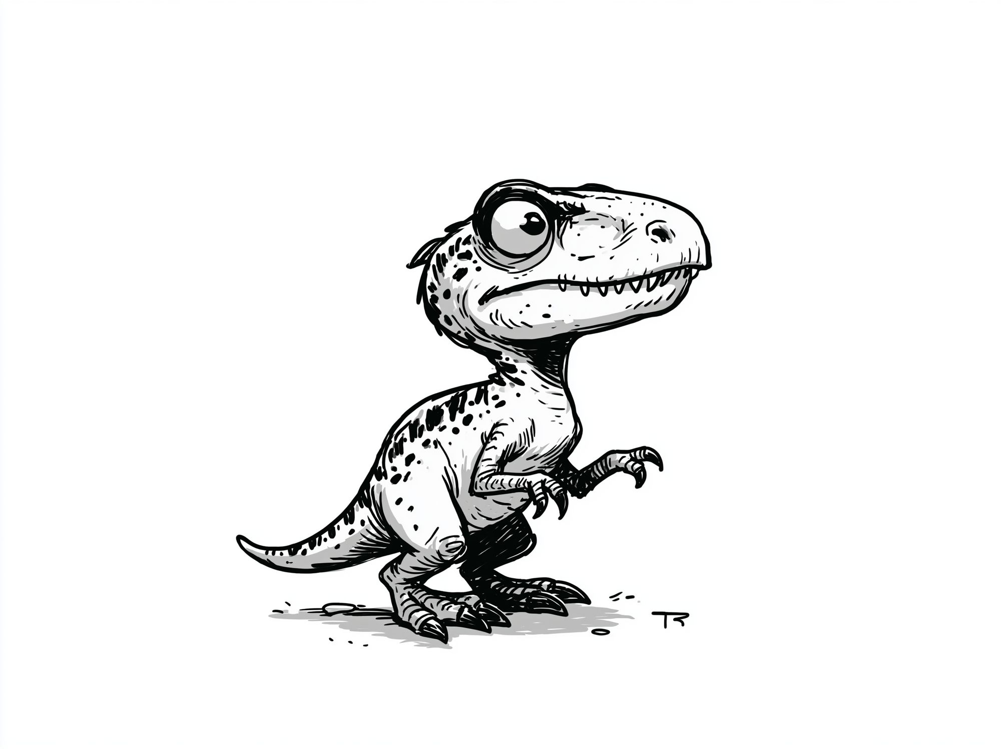 Cute T-Rex Ink Illustration Poster. poster — kids art