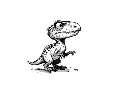 Cute T-Rex Ink Illustration Poster. poster