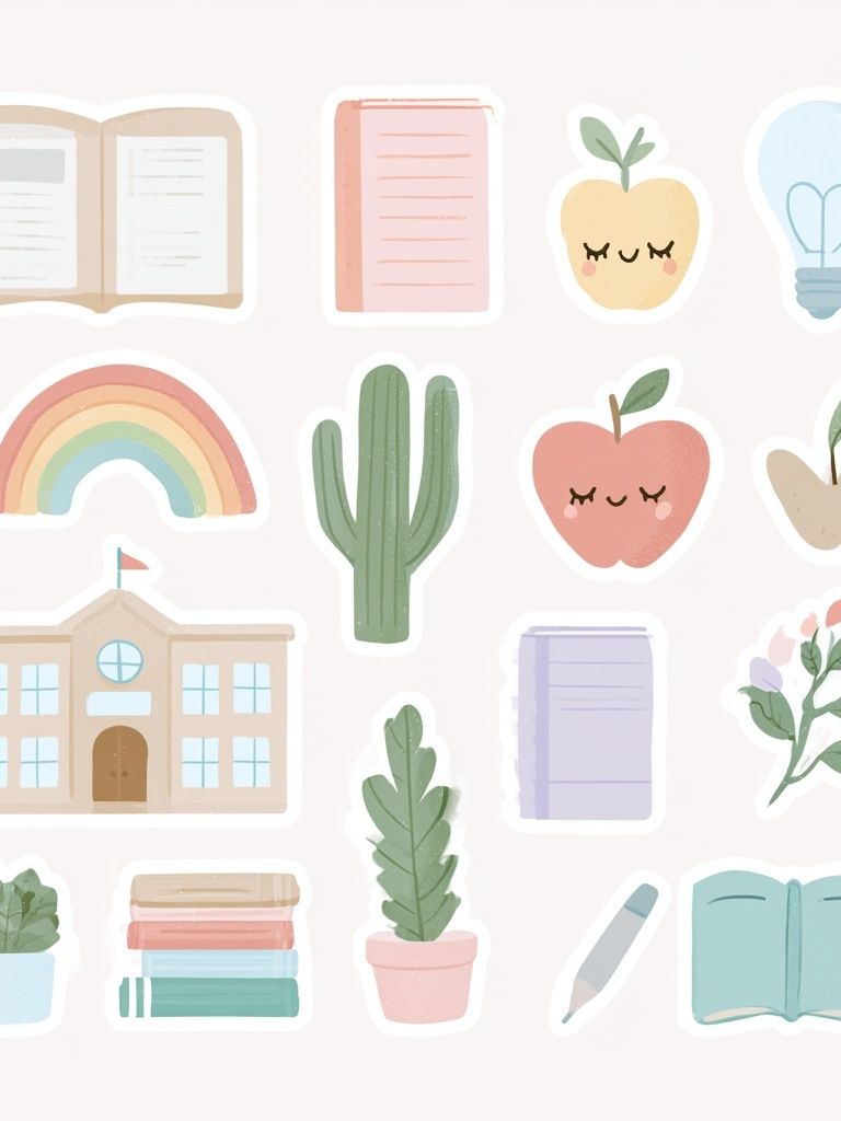 Pastel School Supplies Illustration Poster. poster — kids art