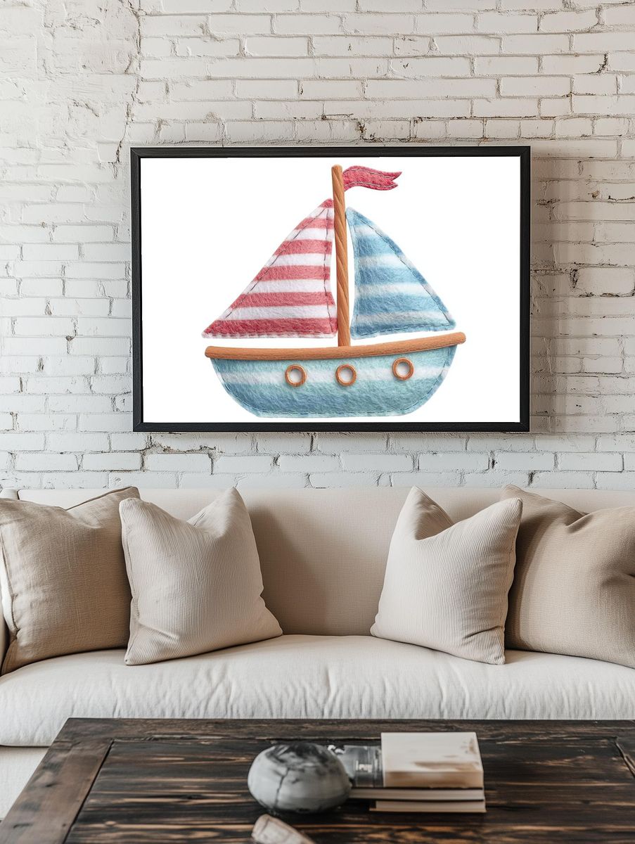 Sailboat Fabric Art Poster. — room view 1