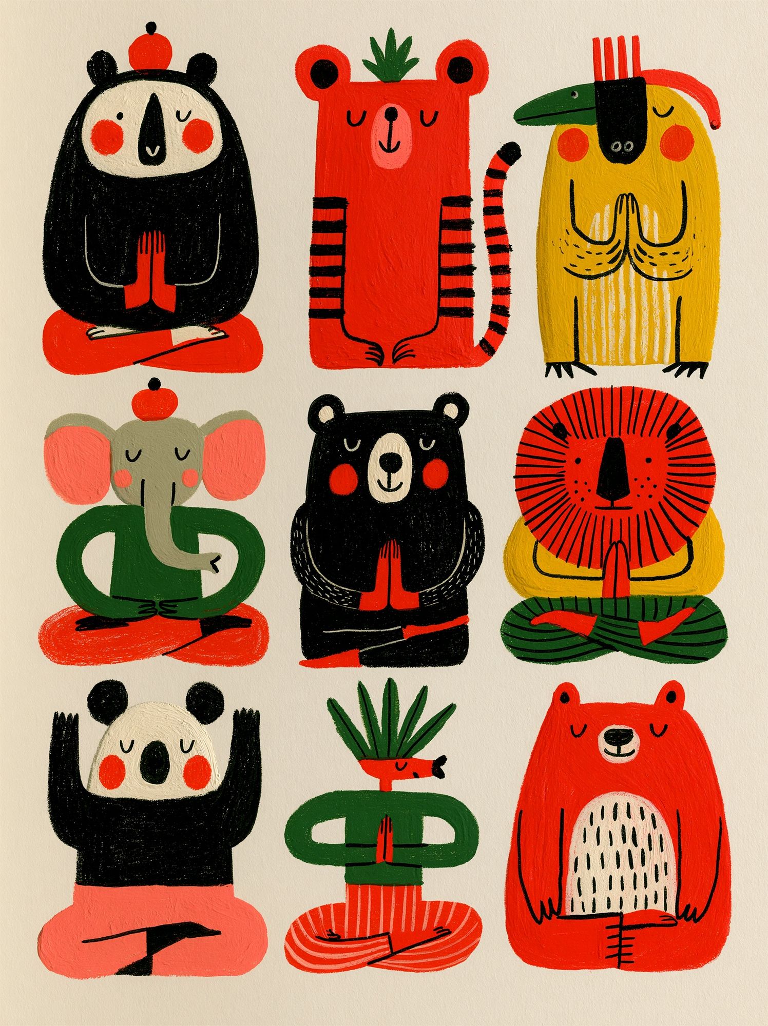 Playful Animal Meditation Poster. poster detail