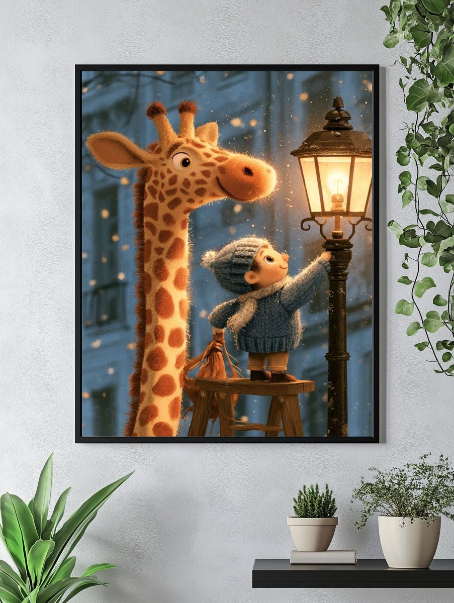 Giraffe and Child Lantern Poster. — room view 4