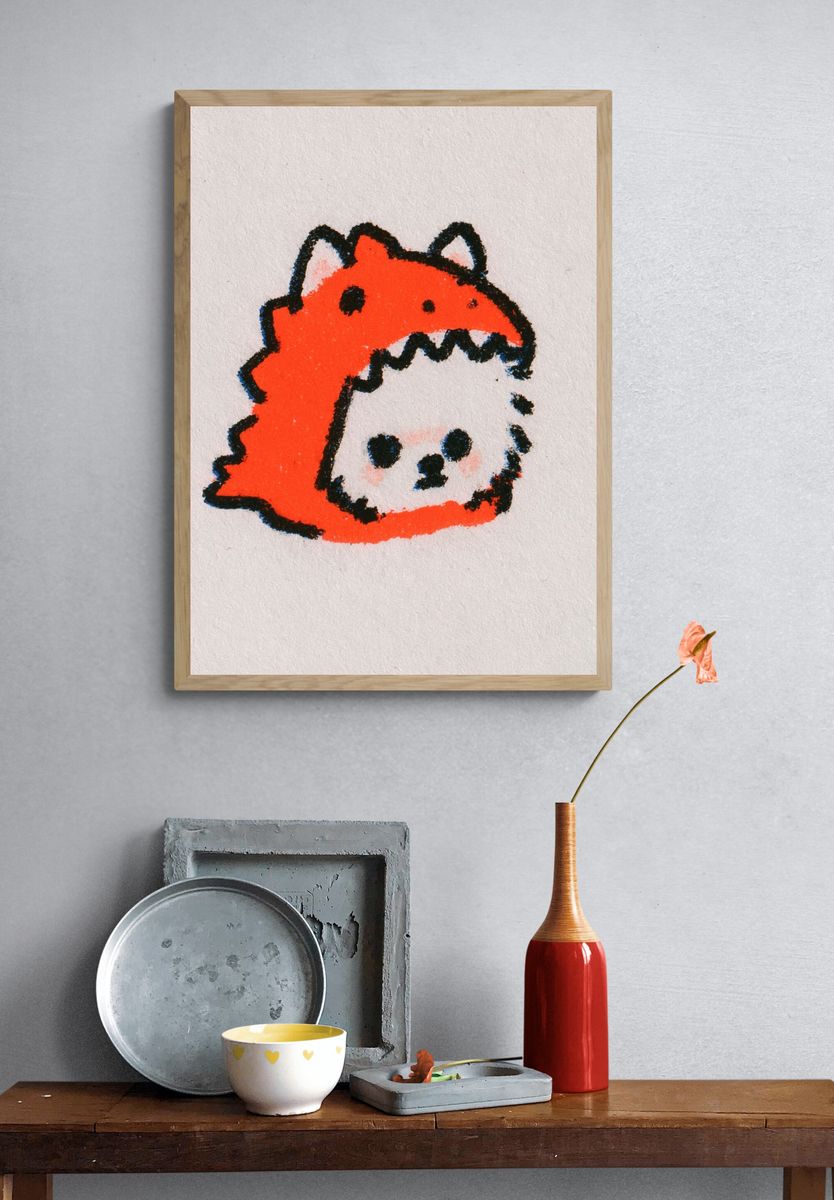 Cute Dinosaur Sketch Poster. — room view 3