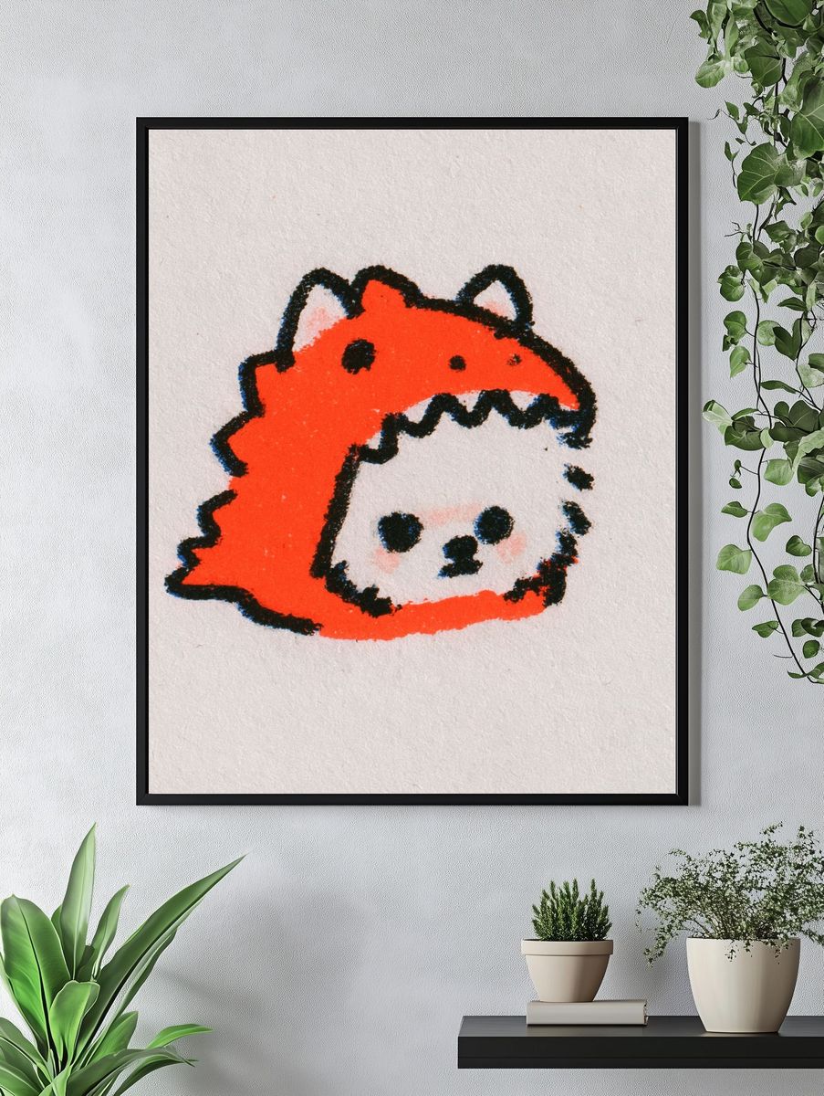 Cute Dinosaur Sketch Poster. — room view 4