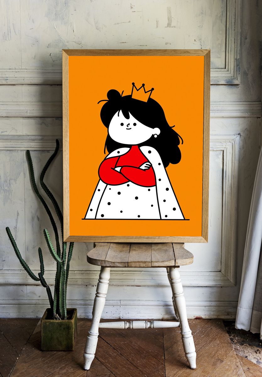 Princess Cartoon Illustration Poster. — room view 1