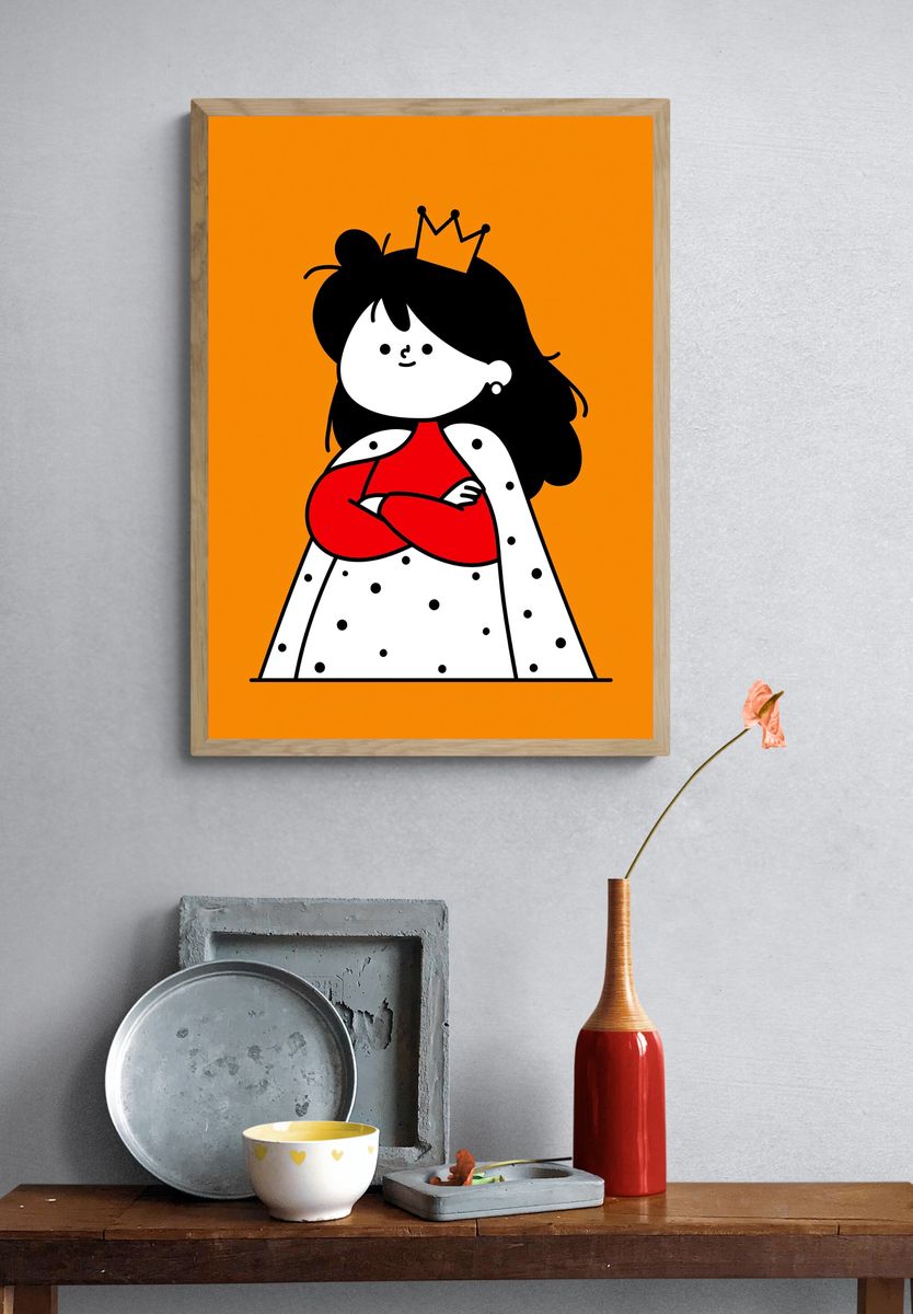 Princess Cartoon Illustration Poster. — room view 3