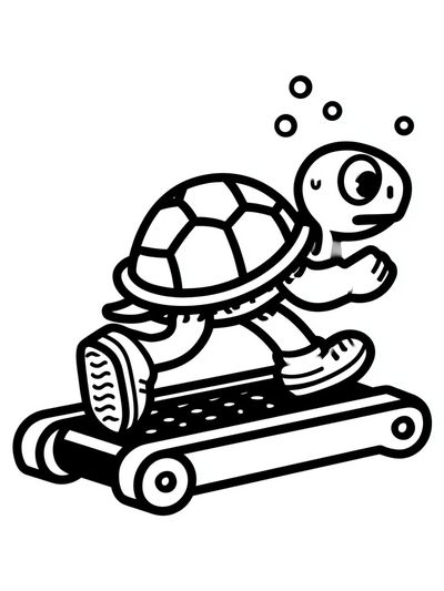 Skateboarding Turtle Cartoon Print.