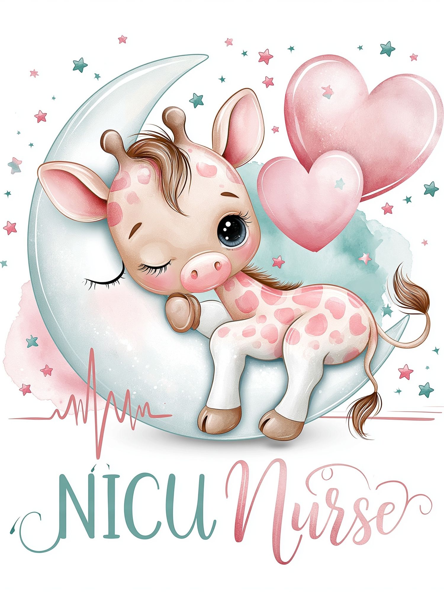 Baby Unicorn Nurse Typography Poster. poster detail