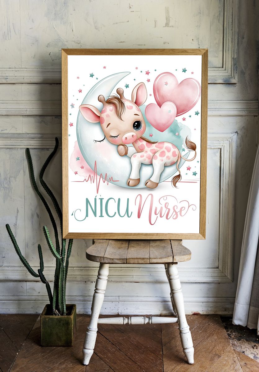 Baby Unicorn Nurse Typography Poster. room preview