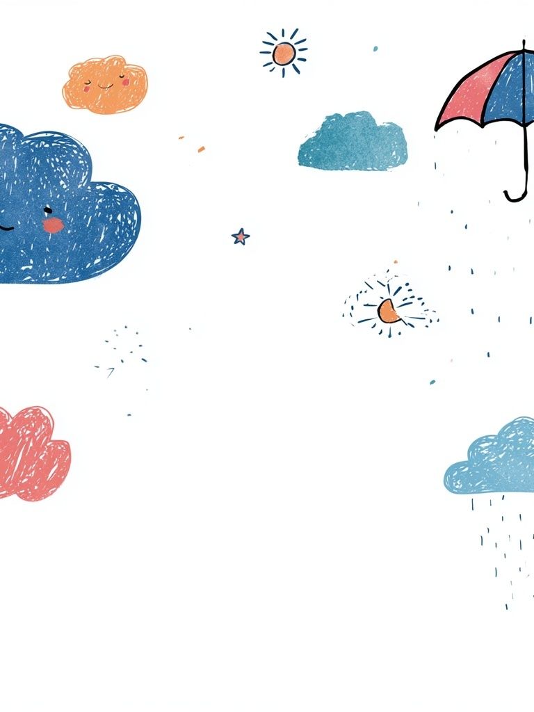 Cute Rain Clouds Illustration Poster. poster — kids art