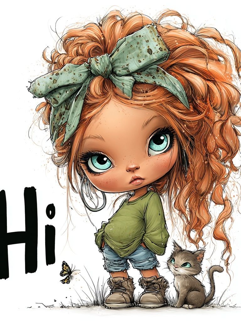 Cute Girl and Cat Typography Poster. poster detail