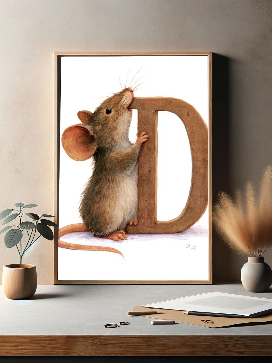 Mouse Alphabet Illustration Poster. — room view 2