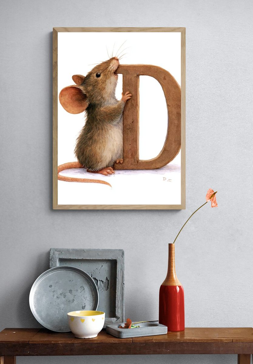 Mouse Alphabet Illustration Poster. — room view 3