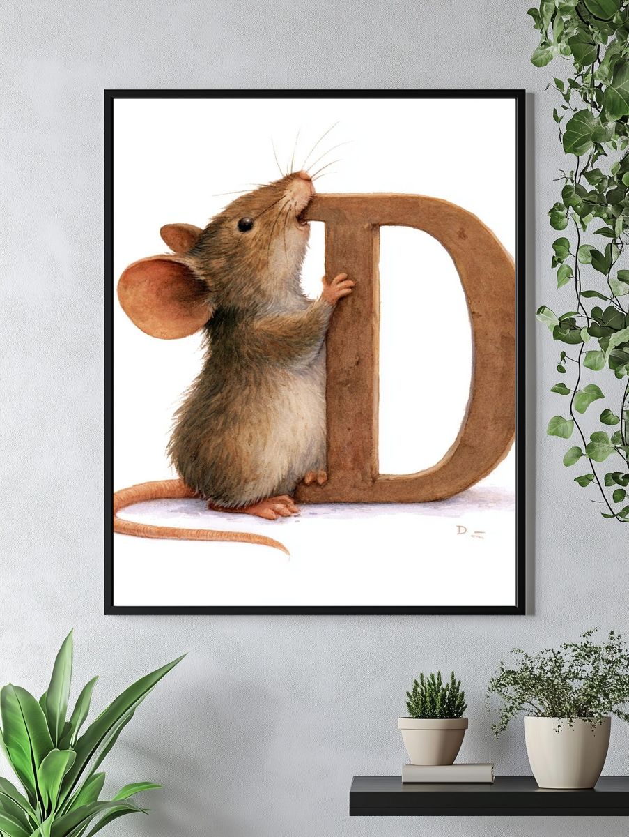 Mouse Alphabet Illustration Poster. — room view 4