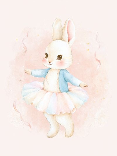Ballerina Bunny Watercolor Print. poster