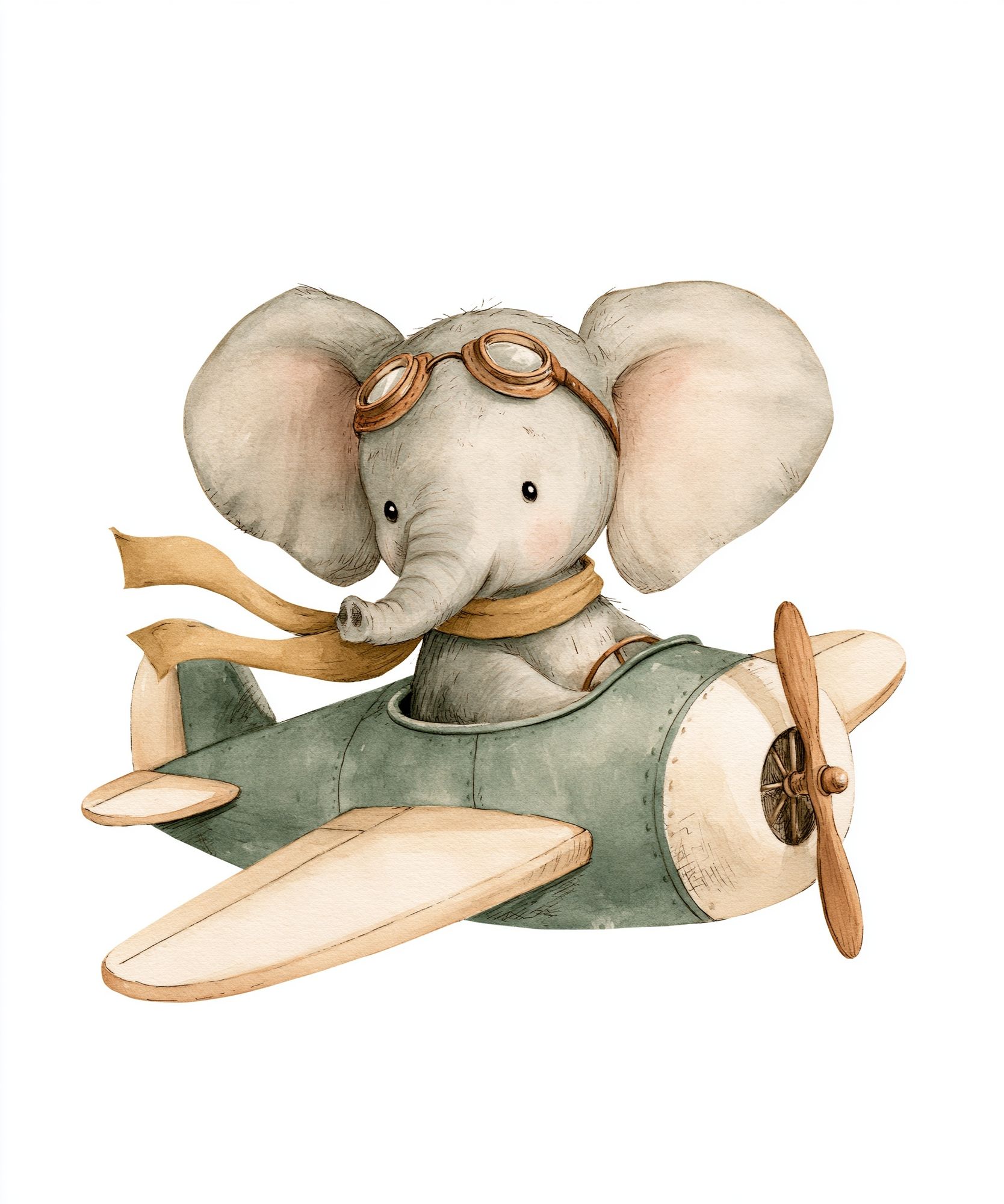 Flying Elephant Nursery Illustration Poster. poster — kids art