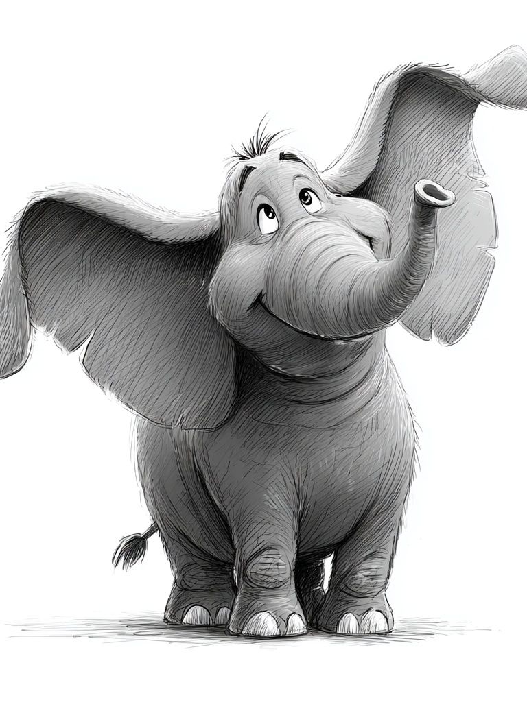 Happy Elephant — Cartoon Print. poster detail