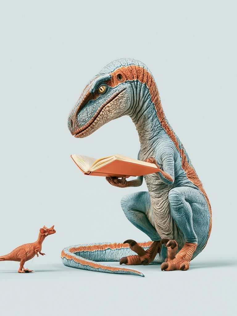 Dinosaur Reading Book Poster. poster detail