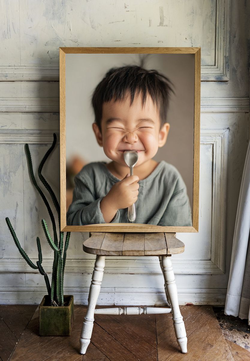 Happy Child with Spoon — Photography Print room preview