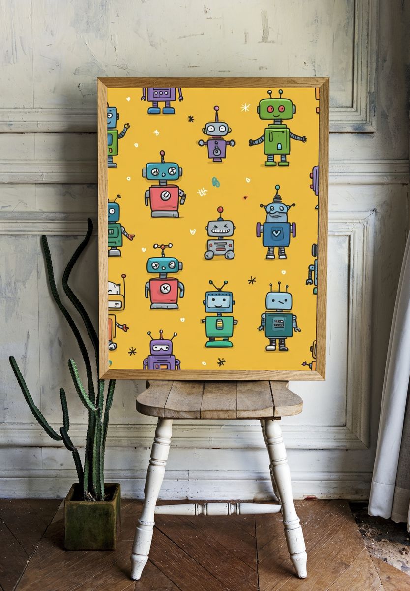 Colorful Robot Illustration Poster room preview