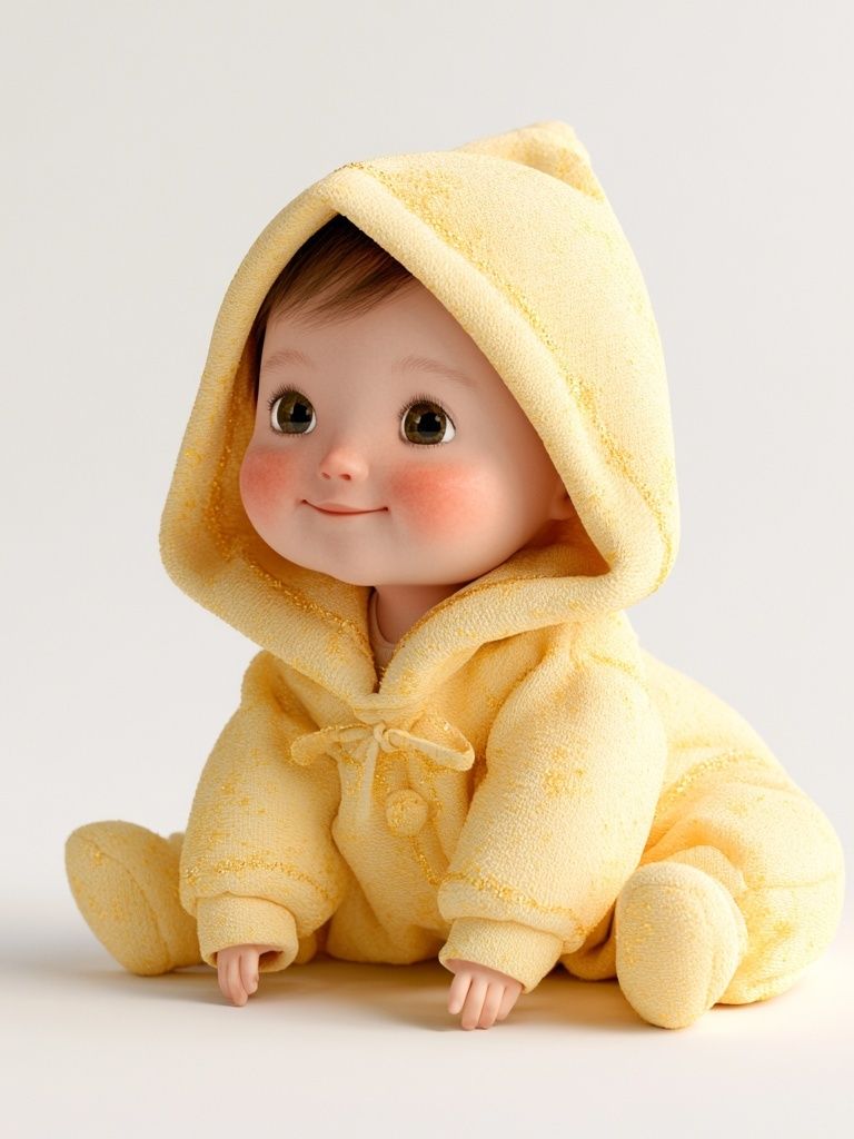 Yellow Hooded Baby Illustration Poster. poster — kids art