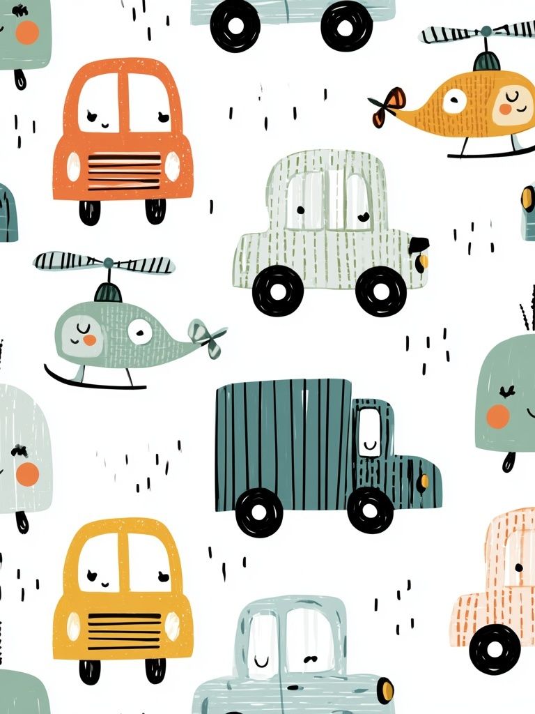 Cute Vehicles Nursery Print. poster — kids art