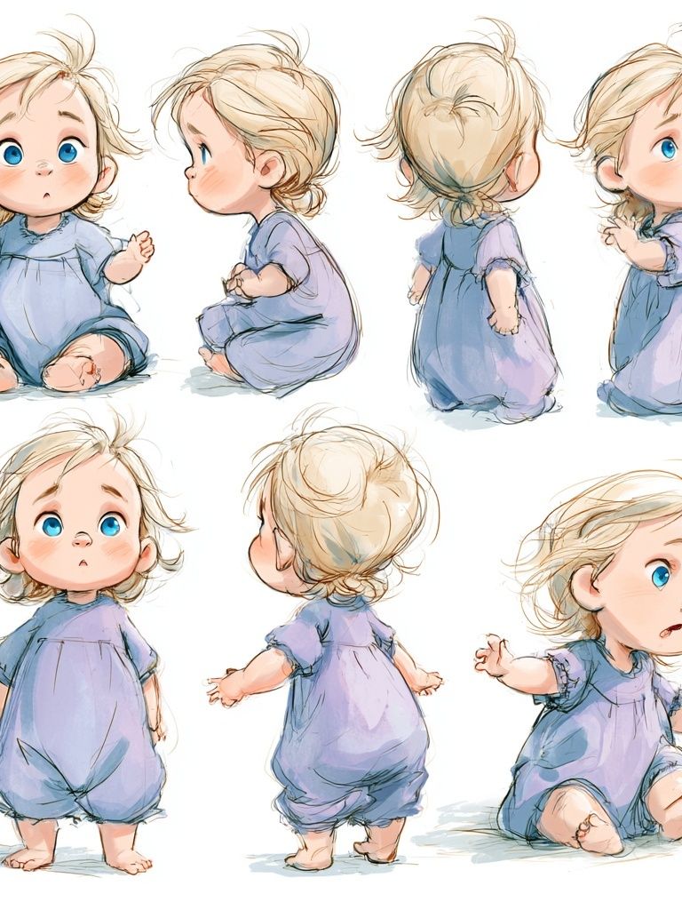 Blonde Toddler Character Study Print. poster — kids art