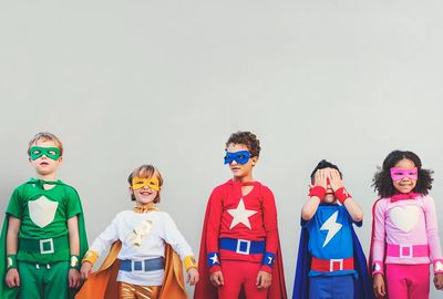Superhero kids with superpowers. poster print