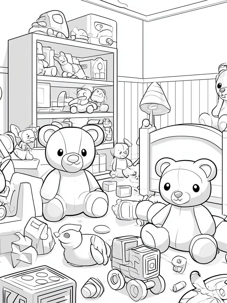 Teddy Bear Nursery Coloring Poster. poster — kids art