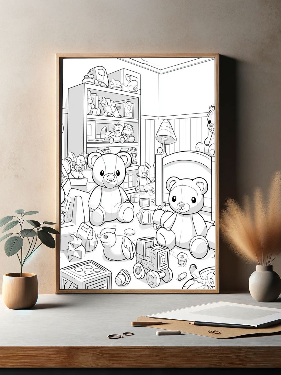 Teddy Bear Nursery Coloring Poster. — room view 2