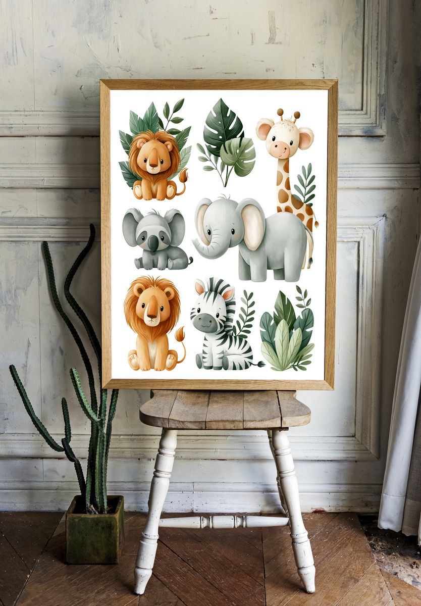 Safari Animals Nursery Print. — room view 1