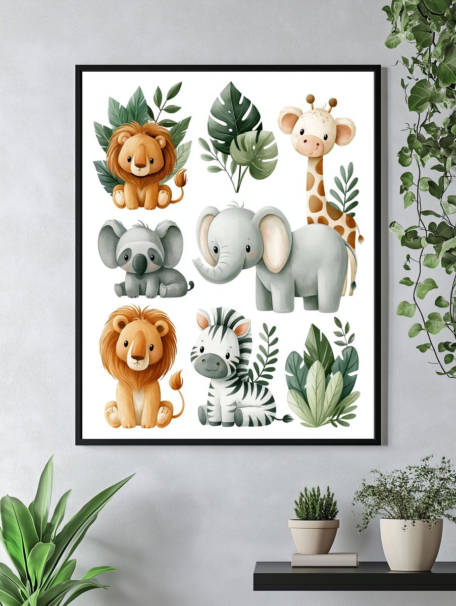 Safari Animals Nursery Print. — room view 4