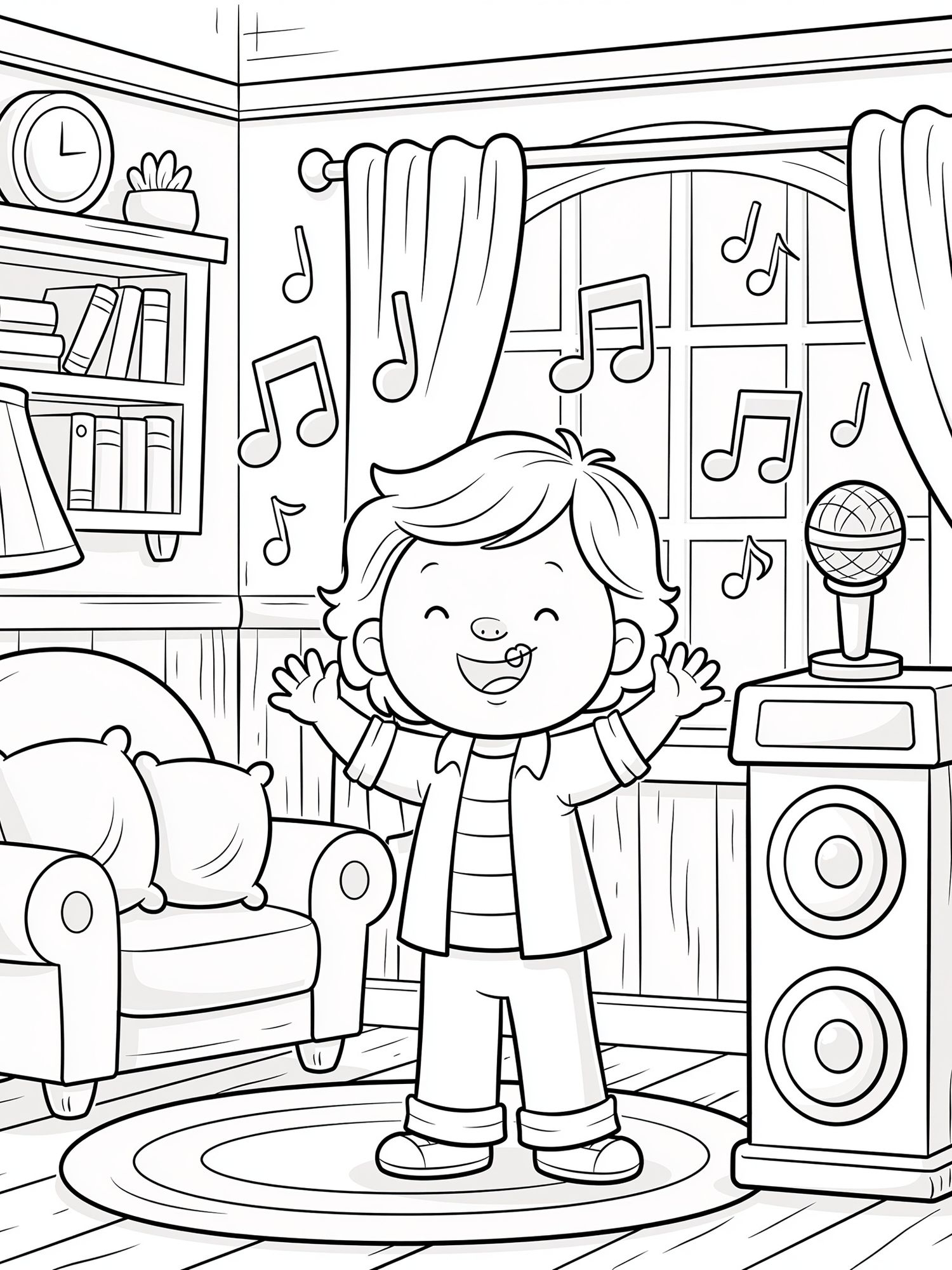 Kids Music Room Coloring Poster. poster — kids art
