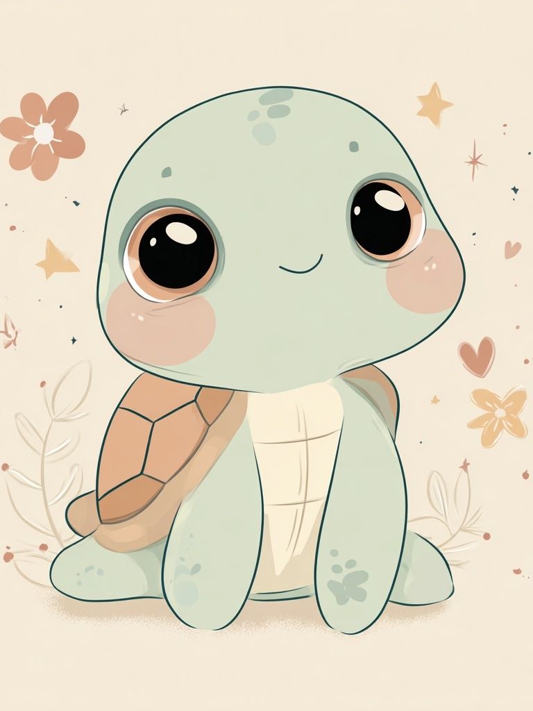 Cute Baby Turtle Nursery Print.