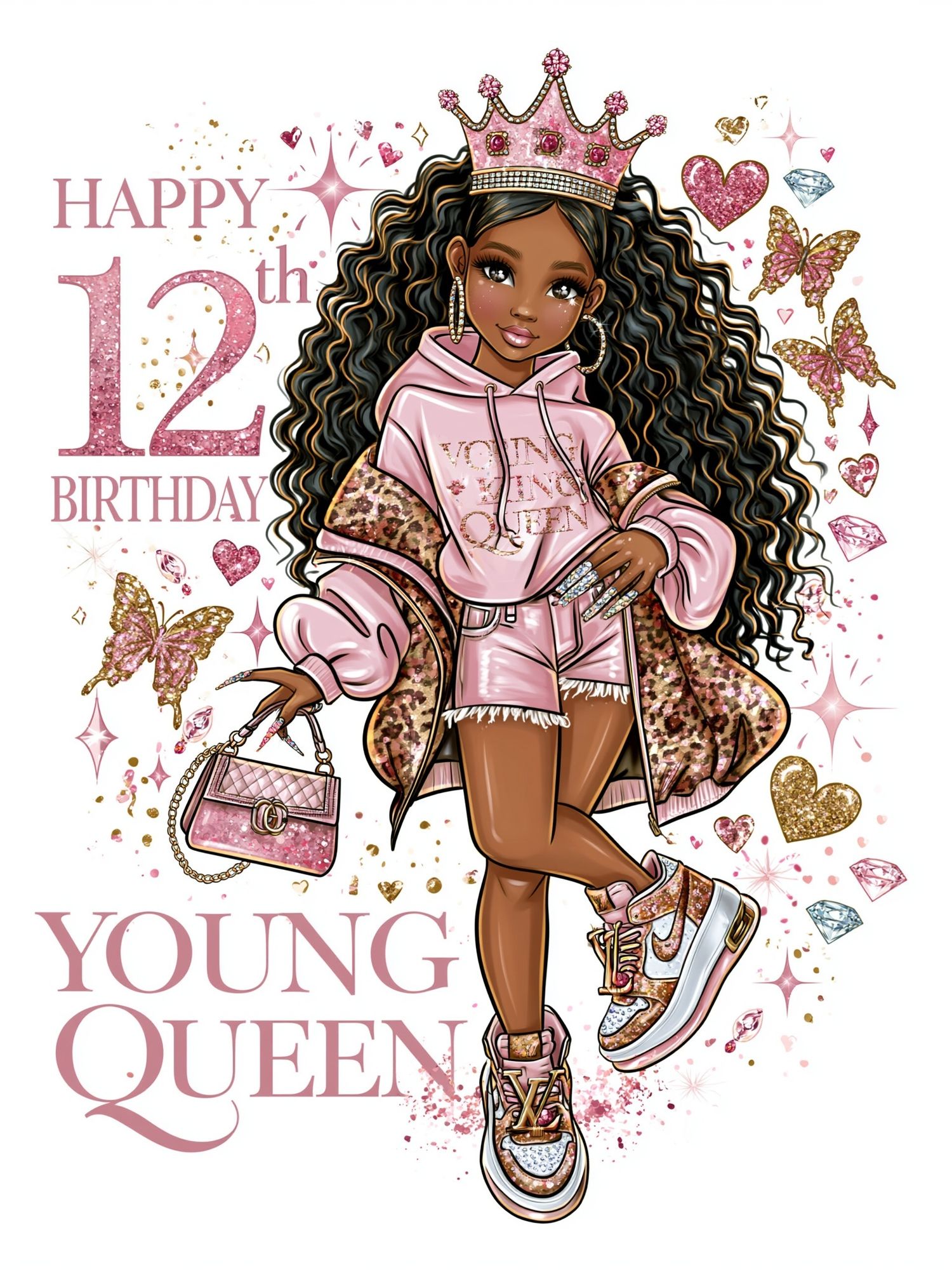 Young Queen 12th Birthday Illustration Poster. poster detail