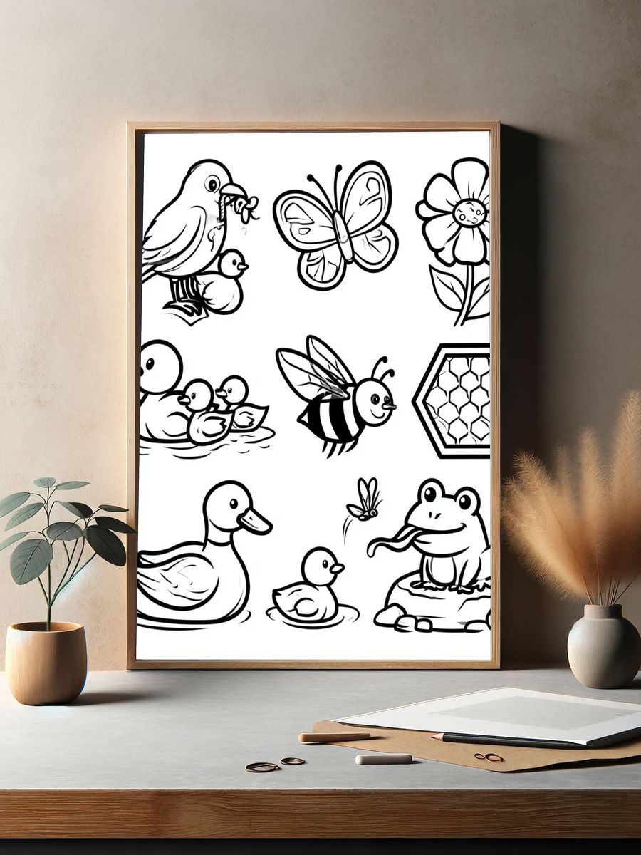 Cute Animal Doodles Poster. — room view 2