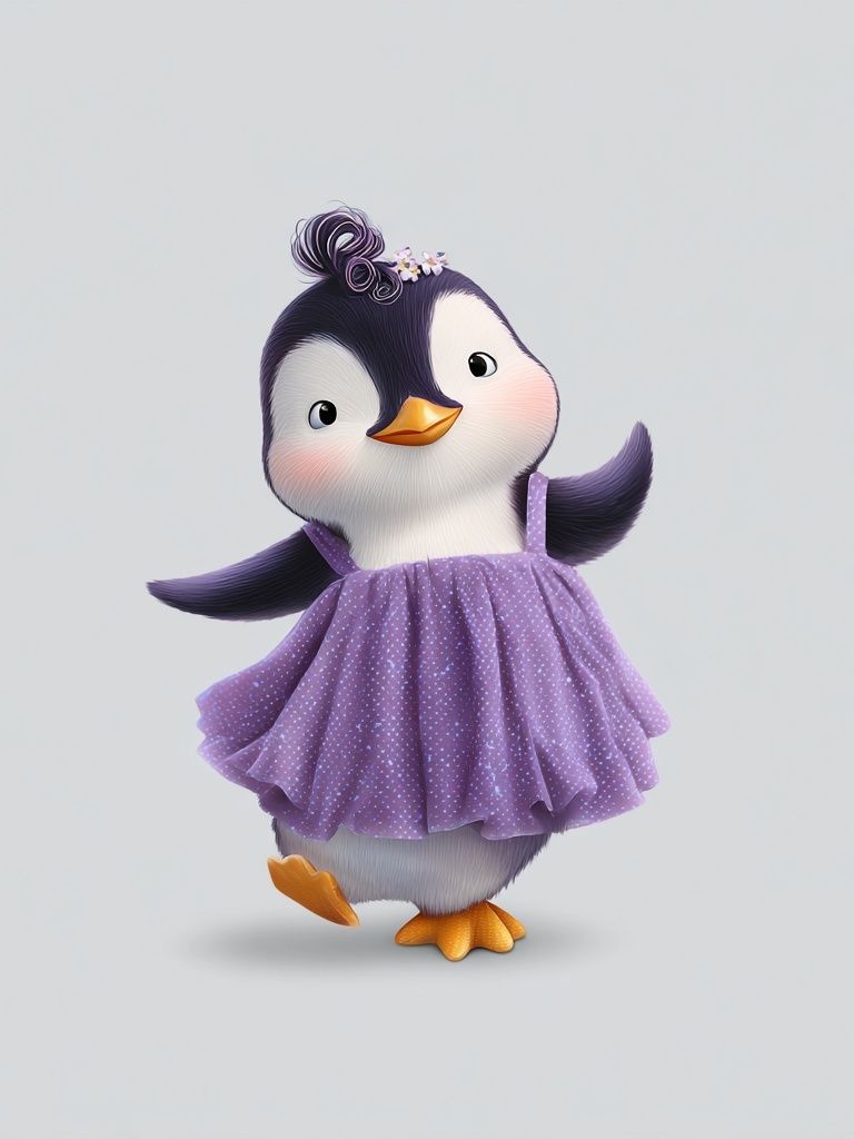 Cute Penguin in Dress — Kids Print. poster — kids art