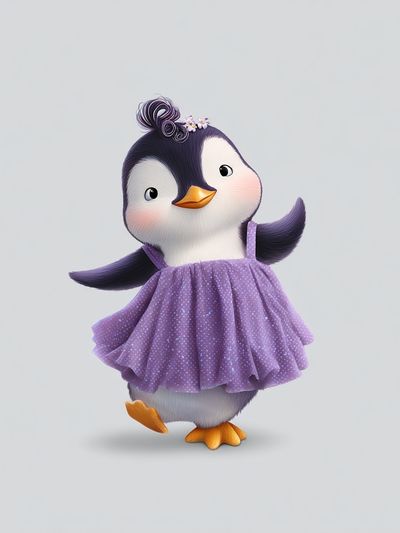 Cute Penguin in Dress — Kids Print. poster print