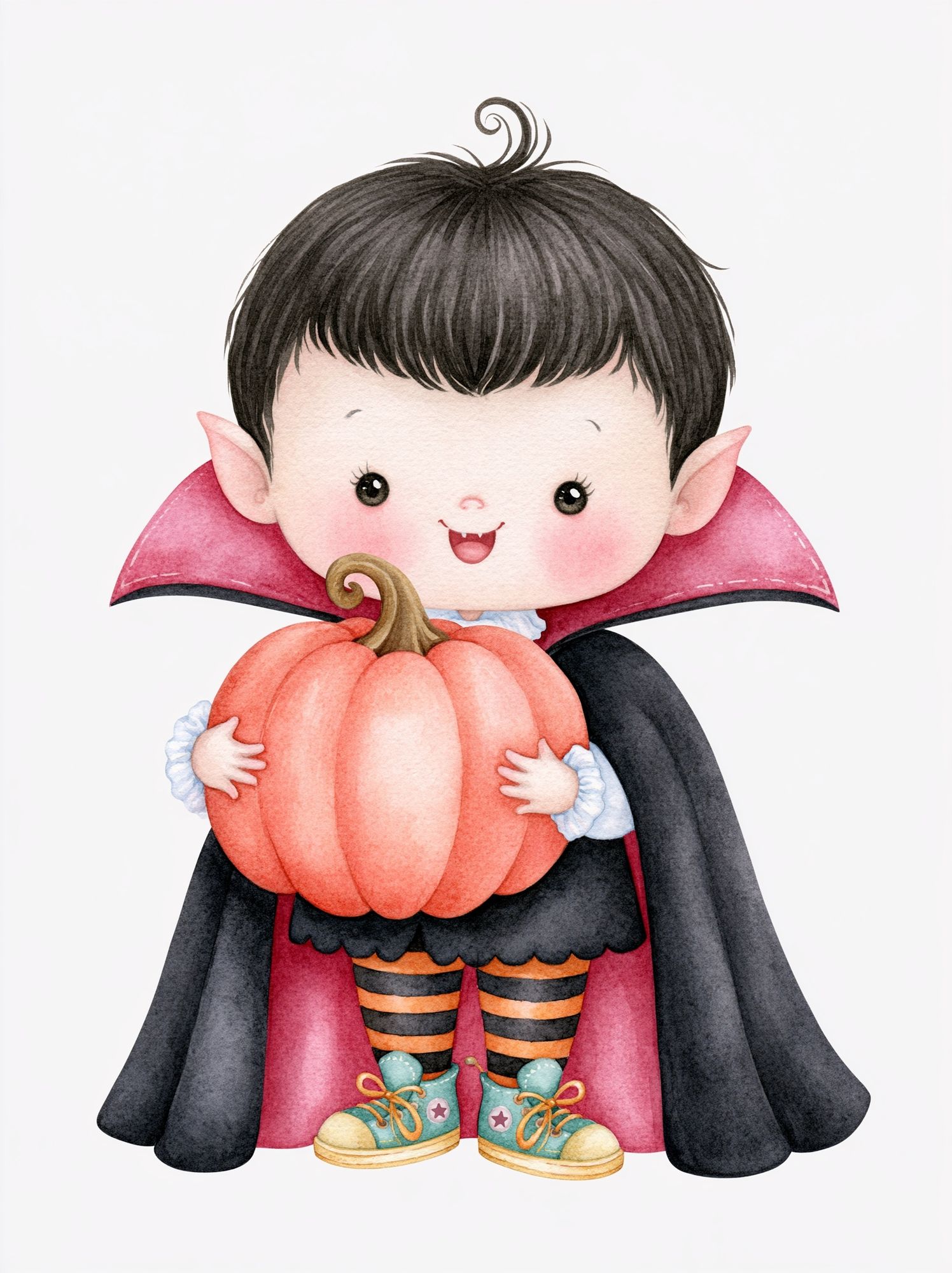 Cute Vampire Child Halloween Print. poster detail