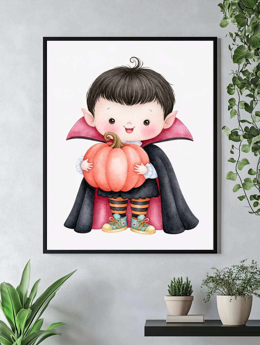 Cute Vampire Child Halloween Print. — room view 4