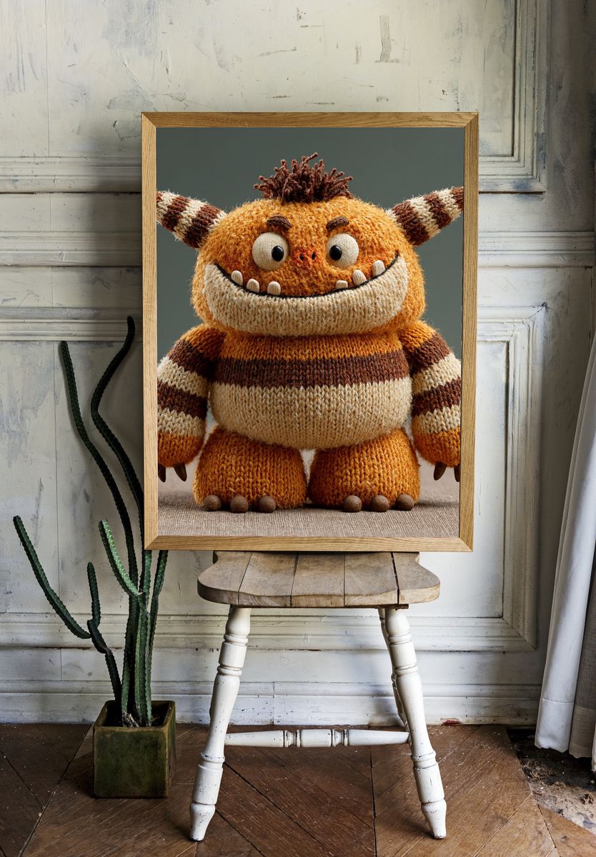 Knitted Monster Portrait Print. — room view 1
