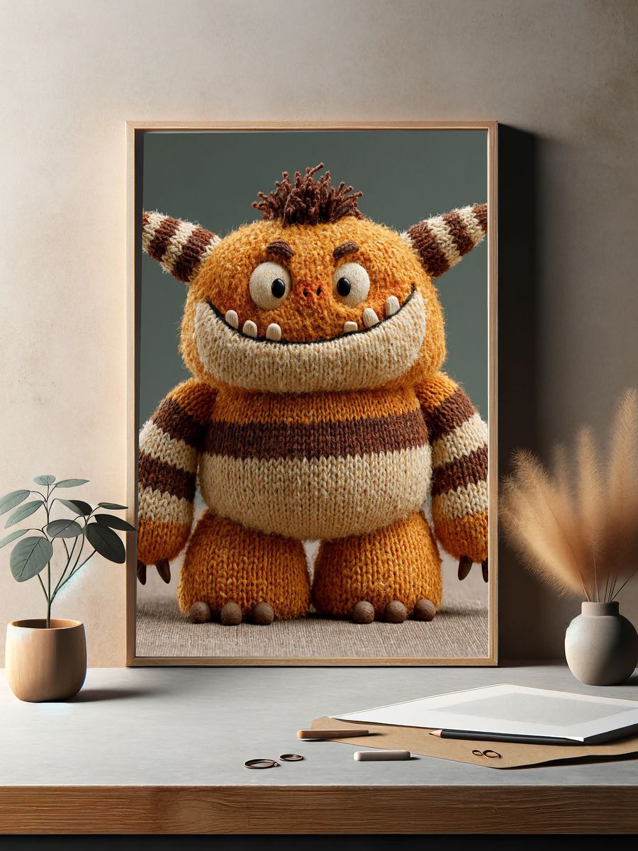 Knitted Monster Portrait Print. — room view 2