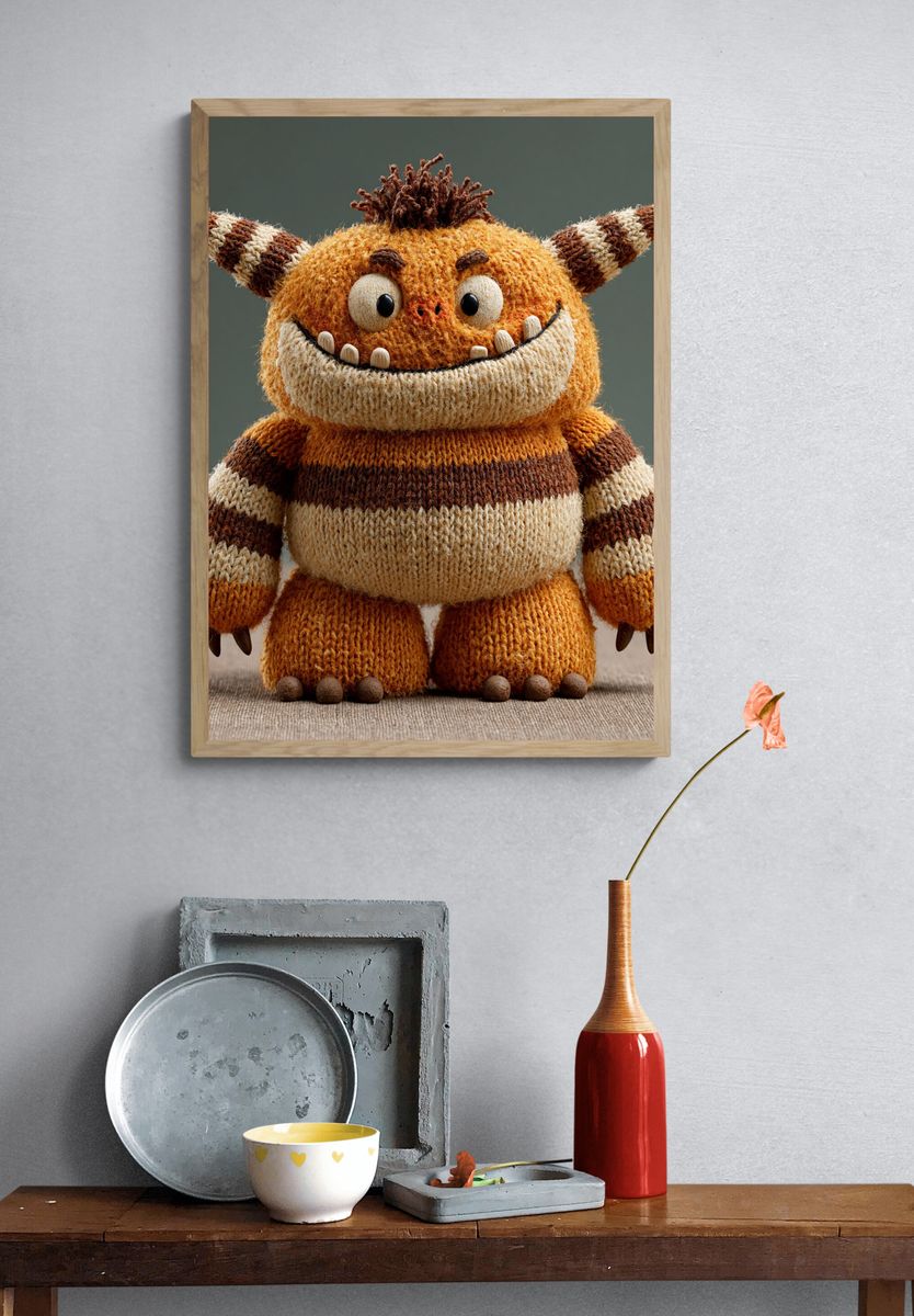 Knitted Monster Portrait Print. — room view 3